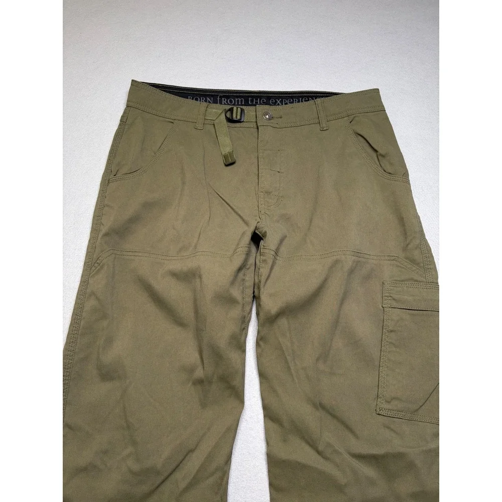 Prana Pants Mens‎ Medium Green Zion Hiking Cargo Integrated Belt Stretch